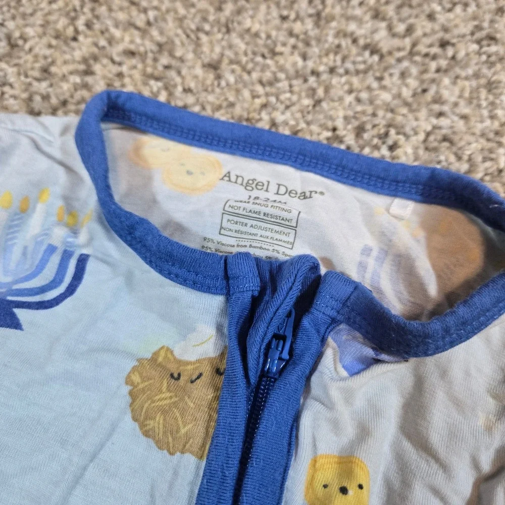 Angel Dear Hanukkah Bamboo 2-Way Zip Footie 18-24m